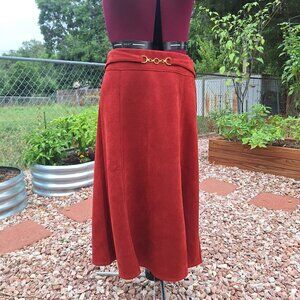 NYCC Skirt Women's Large Red orange Faux Suede Knee Length Fall Casual Size M